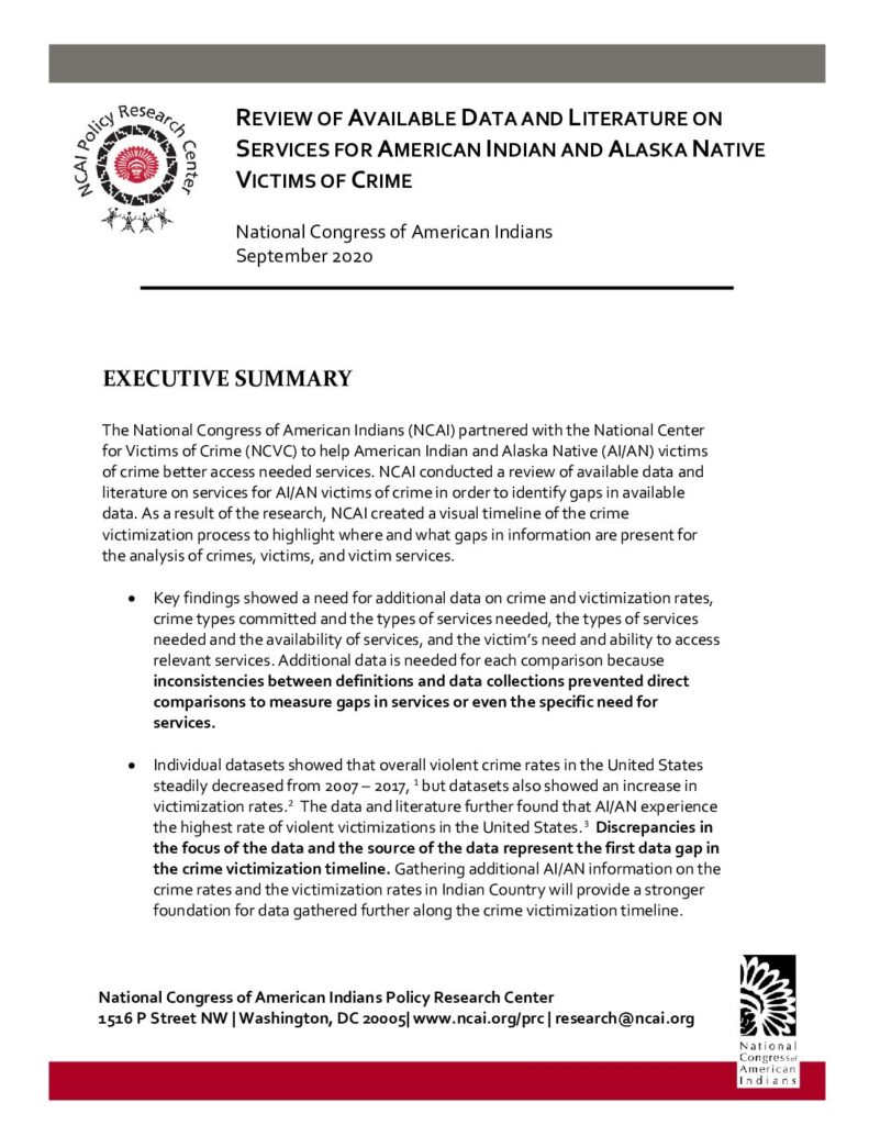 thumbnail of Data and Literature of Services for Ai/AN Victims of Crime